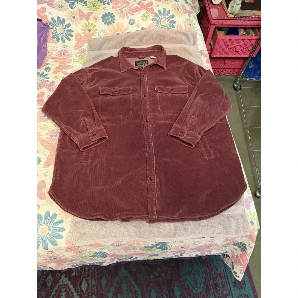 Levi's Mens Relaxed Fit Western Shirt XXL Corduroy Jacket Button Up Work Cowboy